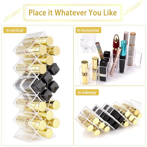 Nimiah 16-Slot Lipstick Organizer - Clear Acrylic Cosmetic Display Stand