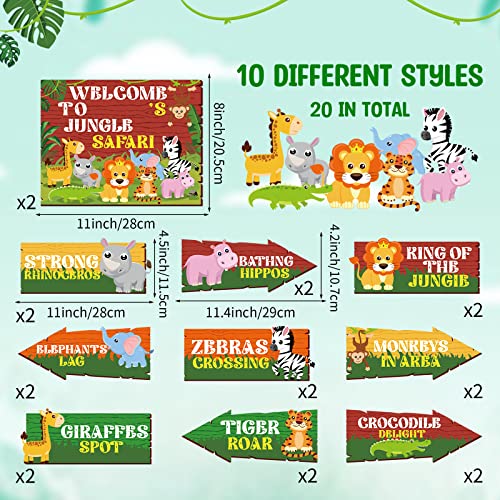 20-Piece Jungle Safari Party Sign Set - Directional Decorations