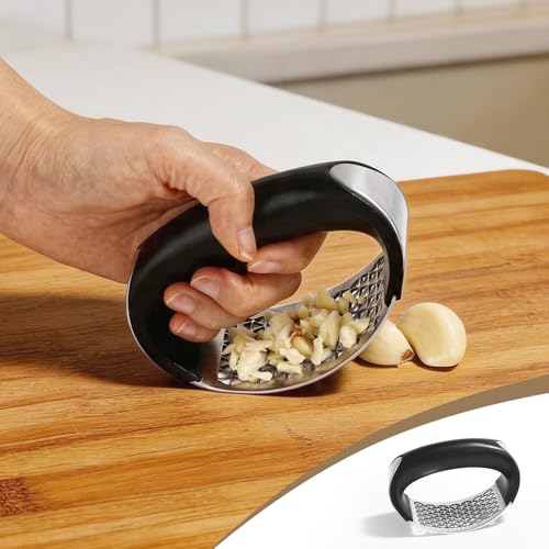 Stainless Steel Garlic Press Rocker – Effortless Squeeze for Easy Mincing