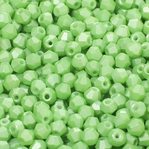 4mm Green Glass Beads - 1000pcs Faceted Bicone for Jewelry Making