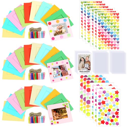 30pcs Paper Hanging Photo Frames for 2x3 Instax Mini Film with Clips