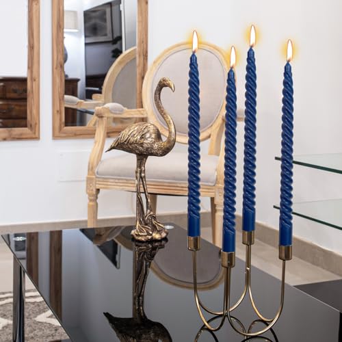 Navy Blue Spiral Taper Candles - 10 Inch, Dripless, 4 Pack