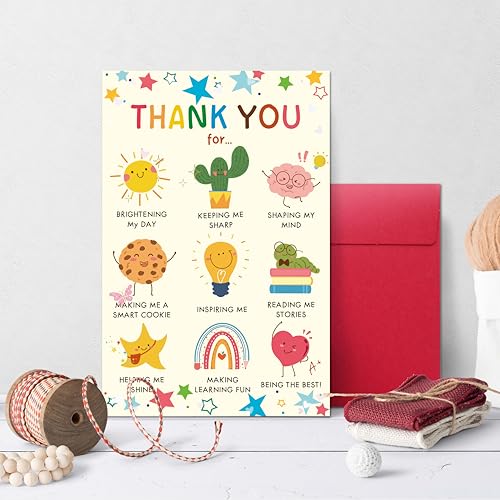 Cute Teacher Appreciation Thank You Card - End of Year Gift from Kids or Parents - Heartfelt Gratitude Card for Preschool & Daycare Teachers - Cheeklee