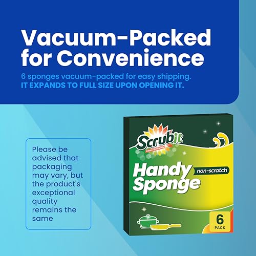 SCRUBIT Cellulose Scrub Sponges - 6 Pack Durable Cleaning Pads