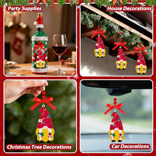AKAIXI Christmas Gnome Teacher Wood Hanging Ornament for Tree Decor