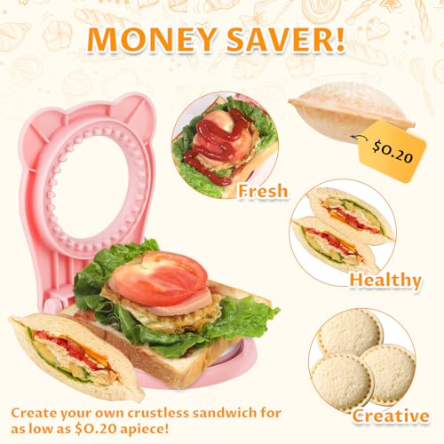 CHICHAUS 3.7-Inch Circle Sandwich Cutter and Sealer - Pink