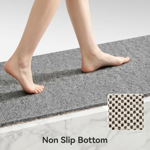 Asvin Non-Slip Loofah Shower Mat, Quick-Dry PVC Bath Mat, 24x16 Inch, Grey