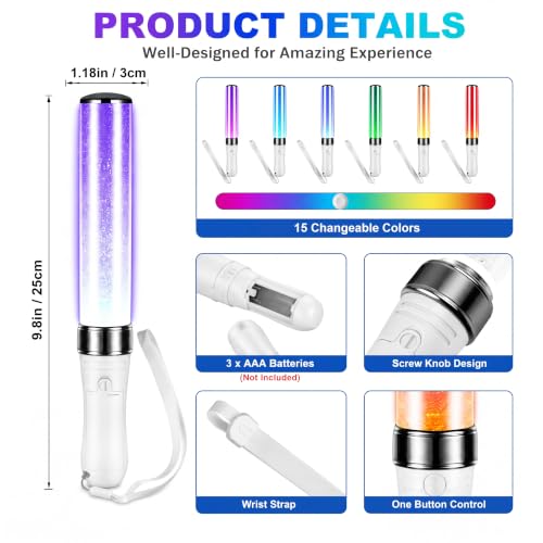 8 Pcs Halloween LED Glow Sticks with 15 Colors, Reusable Light Up Party Accessories - Variation of THIS listing