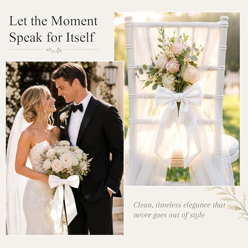 Elegant White Wreath Sash Set for Front Door Decor - 2 Pcs, 4.5 x 57 Inches