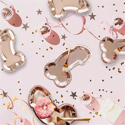 10 Pack Rose Gold Disposable Party Plates - Elegant Bachelorette Decor