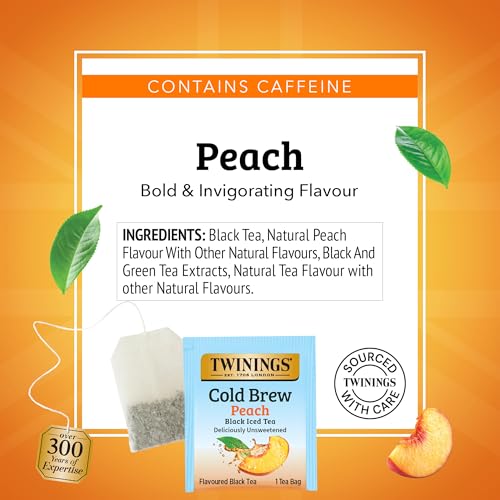 Twinings Peach Cold Brew Iced Black Tea Bags - 20 Count