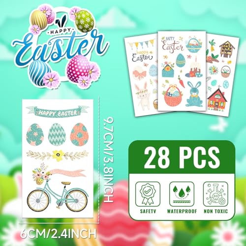 EMOME Easter Glitter Temporary Tattoos for Kids 28 Sheets 270 Styles