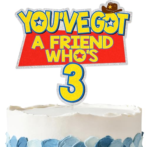 POSLIUE Glitter Cake Topper for 3rd Birthday