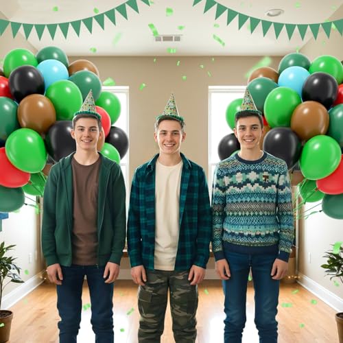 60pcs Green & Brown Balloons for Video Game Birthday Party