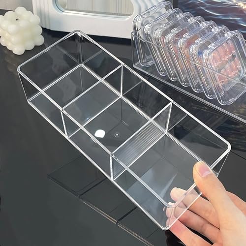 DYMSUP 3-Compartment Clear Acrylic Makeup Organizer for Vanity Countertop