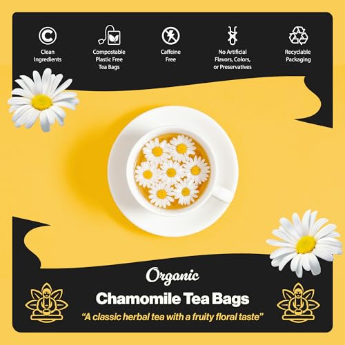 Buddha Teas Organic Chamomile Tea Bags - Caffeine Free, 100 Count