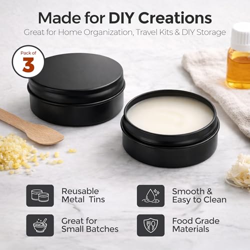 Mini Black Metal Tin Containers - 3 Pcs Portable Storage Set