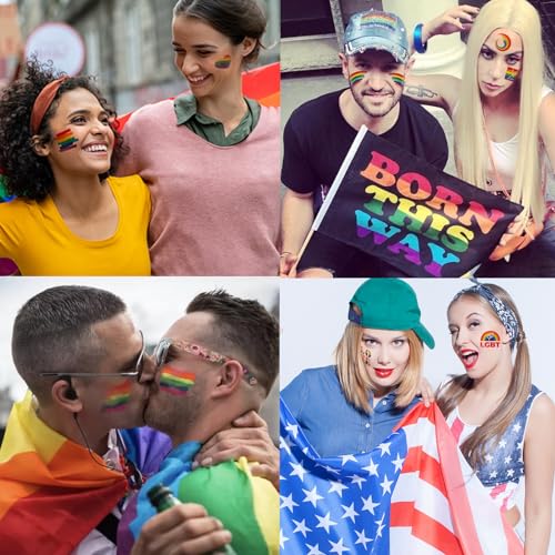 XIYOKA 70 Sheets Pride Temporary Tattoos Rainbow Flag Stickers