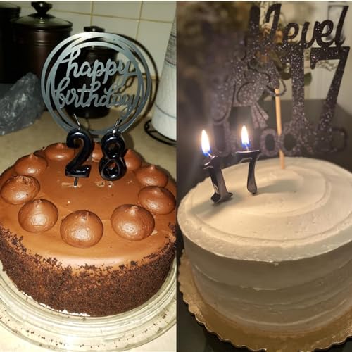 Black Number 80 Birthday Candle for Cake Decoration