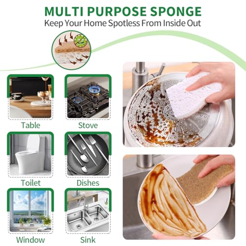 Natural Eco-Friendly Dish Sponges - Biodegradable Plant-Based Kitchen Cleaning Pads