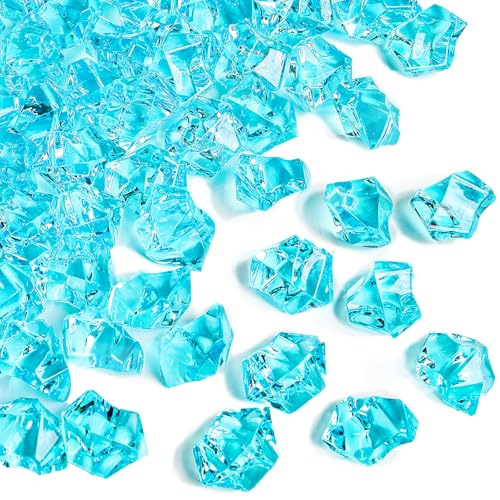 100 Pcs Lake Blue Plastic Ice Cubes for Vases & Centerpieces