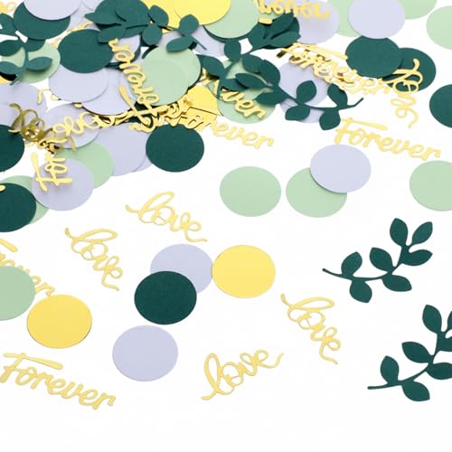 100 PCS Greenery Wedding Table Confetti with Gold Letters