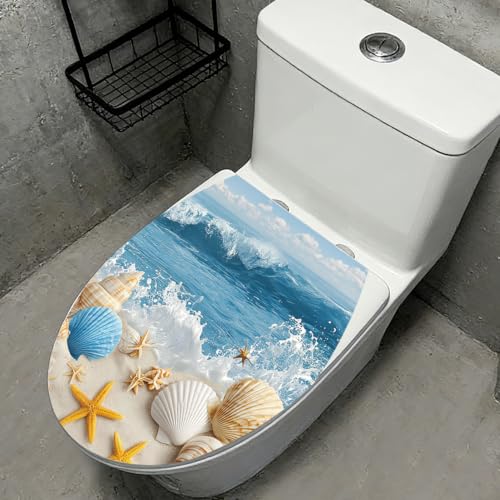 Beach Shells Toilet Cover Decal - Waterproof Self-Adhesive Vinyl Decoration