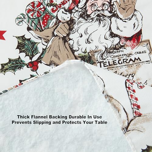 Newbridge Vintage Christmas Vinyl Tablecloth 60 x 120 Inch Rectangular with Flannel Backing
