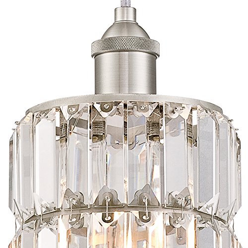 Westinghouse 6338900 Sophie One-Light Indoor Mini Pendant, Brushed Nickel Finish with Crystal Prism Glass