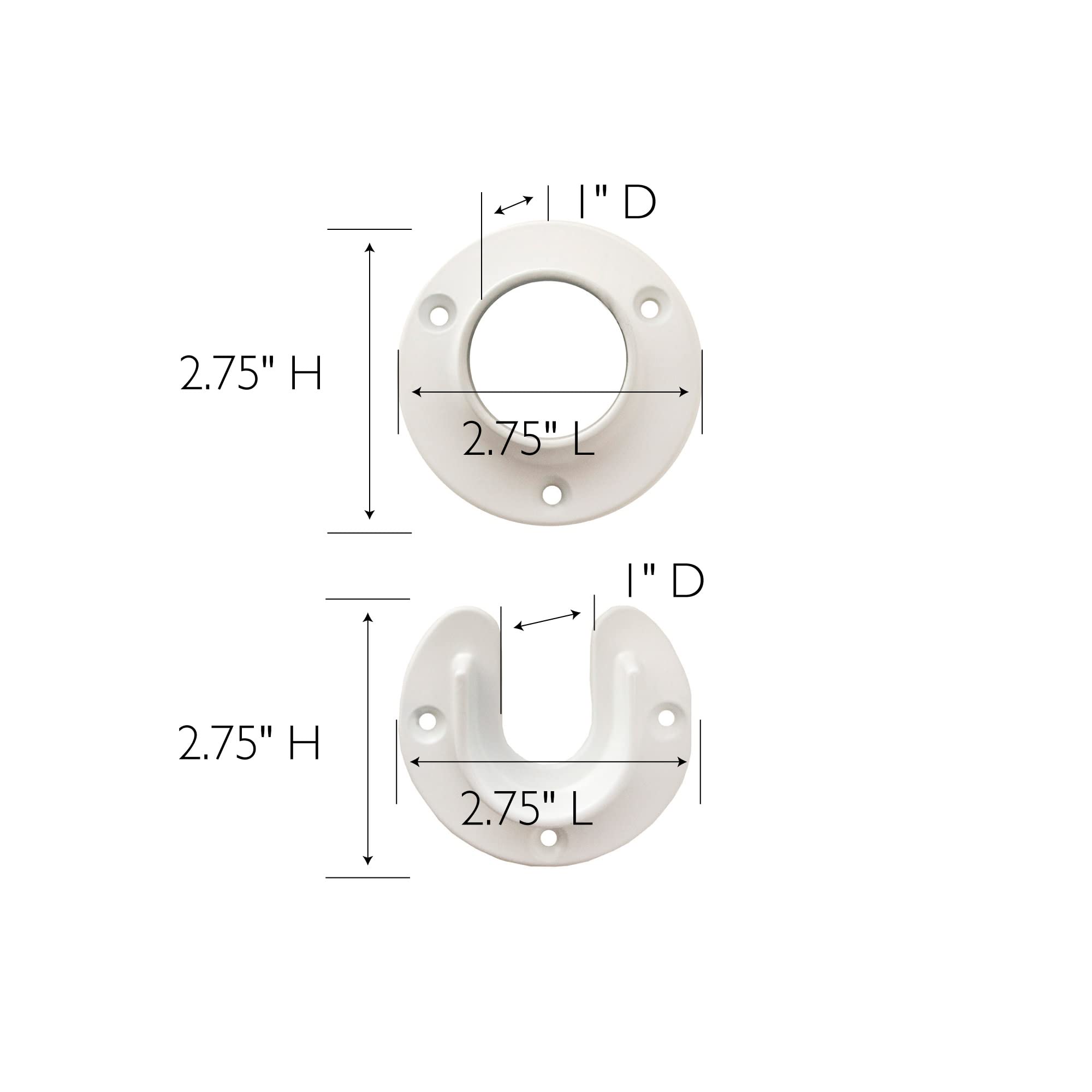 Design House Closet Rod Brackets, Fits Standard Closet Rods, Durable, White, 5-Pack Closet Rod Support Sockets, 2.75 in. Diameter x 0.88 in.W, 182717