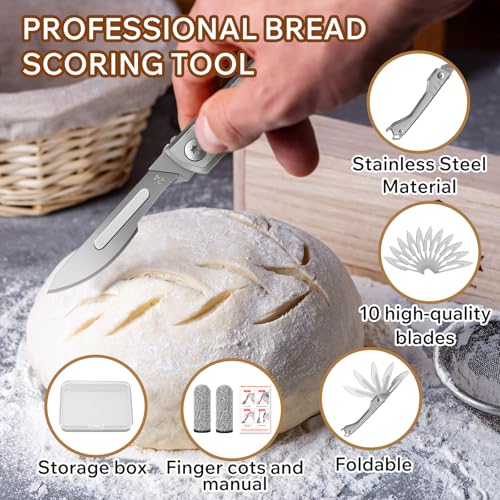 CRUIFU Gray Folding Bread Lame Scoring Tool with 10 Blades