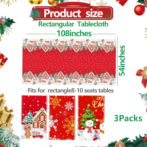 Christmas-Red Plastic Tablecloth 54x108 Inch - Festive Holiday Decor