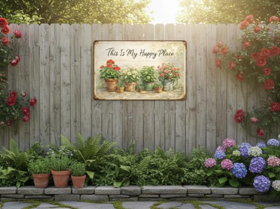 Vintage Garden Sign - 'My Garden My Happy Place' 8x12