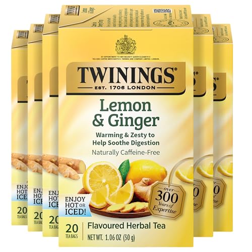 Twinings Lemon & Ginger Herbal Tea - Caffeine-Free, 120 Bags