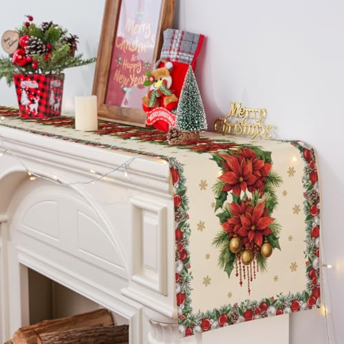 Christmas Table Runner 13x48 Inch Holiday Decor for Festive Dining