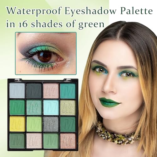 PPPanYiDi 16-Color Green Eyeshadow Palette Matte & Shimmer Makeup