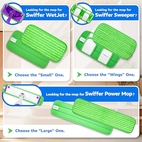 Befanty 2 Pack Microfiber Mop Pads for Swiffer & 10-12 Inch Mops, Reusable & Machine Washable