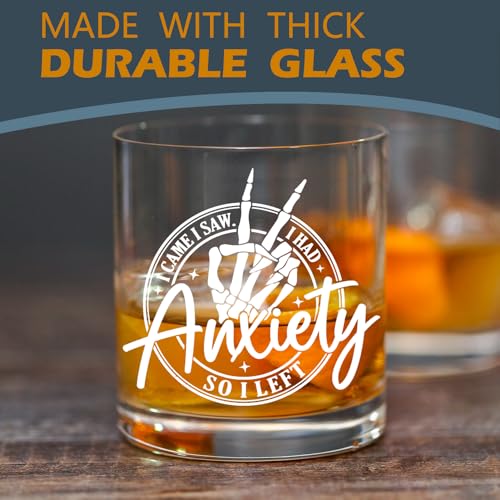 Kunlisa Funny Anxiety Whiskey Glass - 10oz Gothic Skeleton Gift