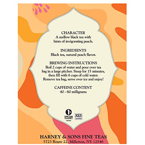 Harney & Sons Peach Black Iced Tea - 3 Tea Bags for 6 Quarts