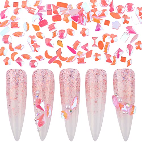 MEILINDS 100pcs Nail Art Rhinestones Set - Mixed Shape Glass Gems & Beads