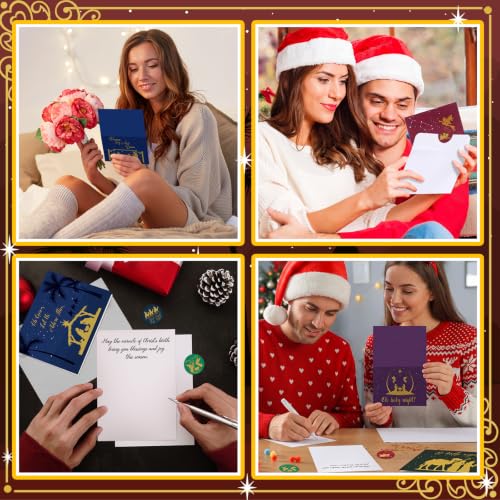 200 Christian Christmas Cards Bulk with Envelopes and Stickers - Bible Verse Design