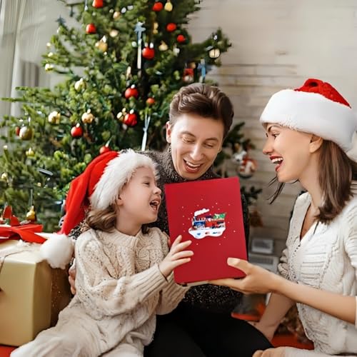 3D Pop-Up Christmas Cards with Envelopes - Train Design