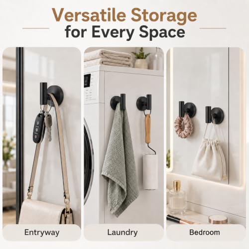 Suction Cup Hooks for Bathroom - No-Drill Towel Hooks, 2 Pack