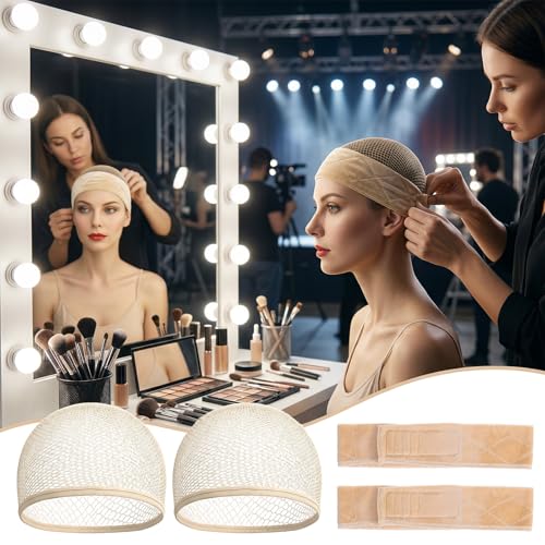 JJUNW 4-Piece Wig Cap and Grip Band Set Non-Slip Mesh Hair Nets