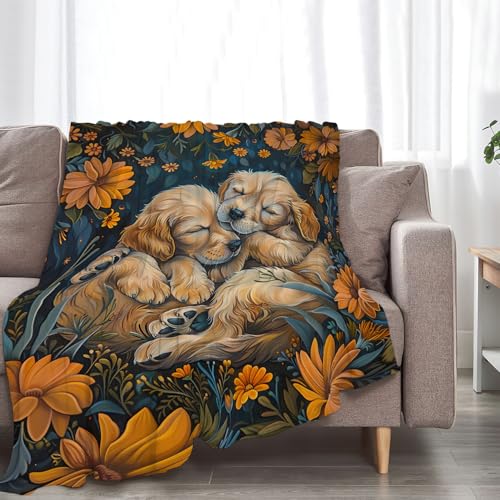 Citari Golden Retriever Fleece Throw Blanket - Soft, Warm Dog Decor Gift for Kids & Adults