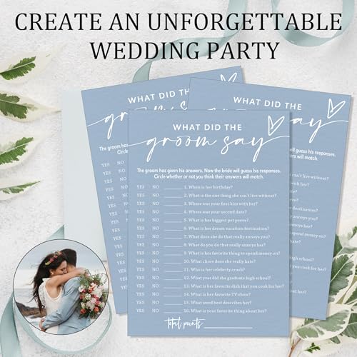 Bridal Shower Game Cards - What Did the Groom Say 25 Pack 5x7