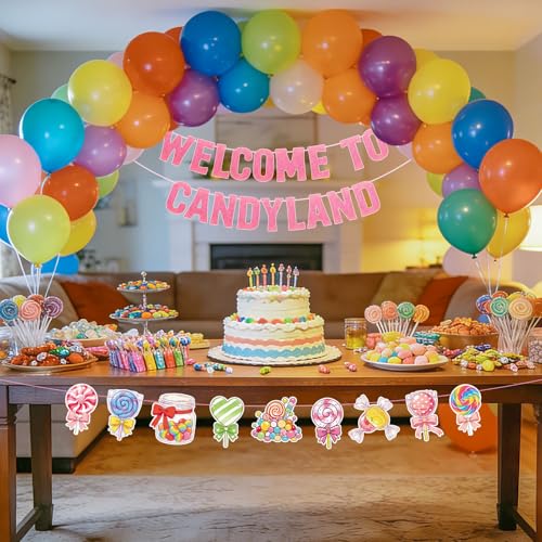 Candyland Birthday Party Banner - Pre-strung Colorful Garland