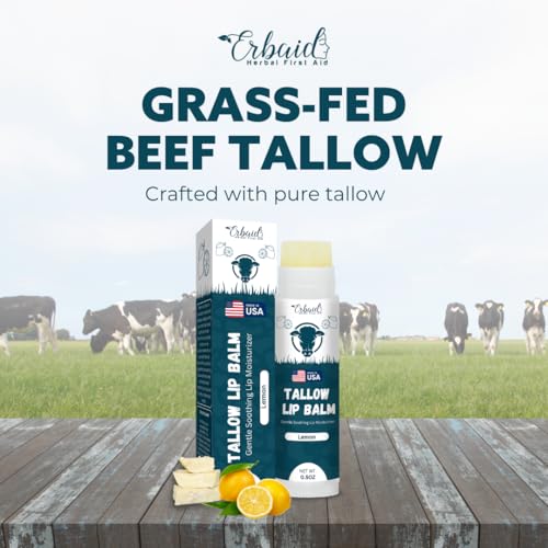 Grass-Fed Beef Tallow Lip Balm with Beeswax & Lemon - Hydrating Chapstick