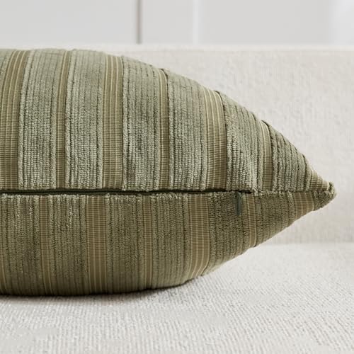 DEZENE Set of 4 Soft Striped Corduroy 18x18 Pillow Covers