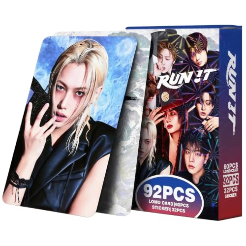 Stray Kids RUN IT Album Photocard & Sticker Set - Colorful 92-Piece Collection